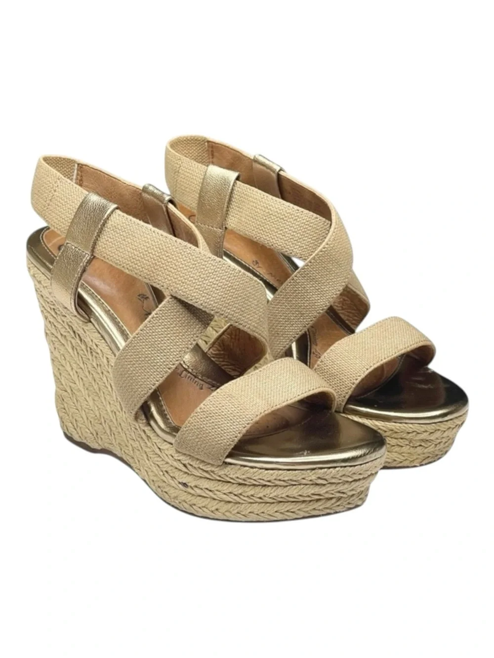 Sofft  Perla Wedge Slingbacks Espadrilles Sandals  Truffle Metallic Gold  6.5
